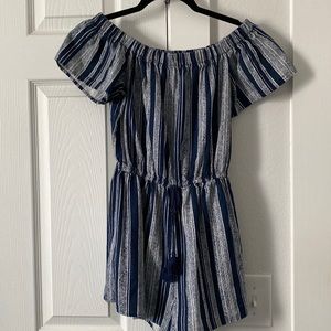 Off the shoulder striped romper